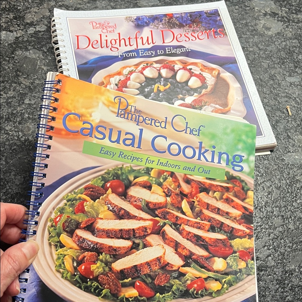 The Pampered Chef Casual Cooking Cookbook & Delightful Desserts Cook book.